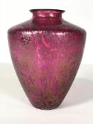 A Royal Brierley Studio iridescent pink art glass vase, etched mark,