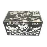 A Chinese mother of pearl inlaid box rectangular box and cover, 19th century,