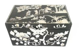 A Chinese mother of pearl inlaid box rectangular box and cover, 19th century,