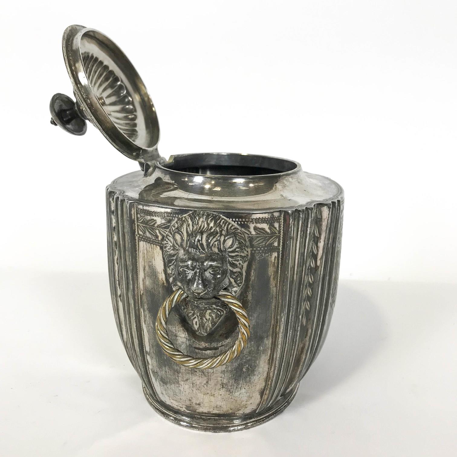 A silver plated neo-classical sugar bowl and cover, of fluted and oval form, - Image 2 of 2