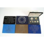 Six sets of boxed commemorative coins comprising: the 1974 coinage of the British Virgin Islands,