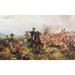 A 20th century, Battle of Waterloo, coloured print, 44.5cm x 74cm.