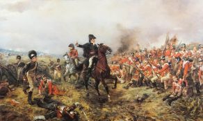 A 20th century, Battle of Waterloo, coloured print, 44.5cm x 74cm.