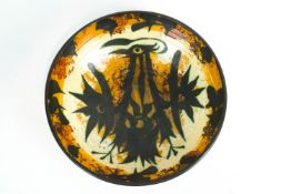 A Studio Celtic pottery, Newlyn, Cornwall, 20th century bowl, decorated with a stylised phoenix,