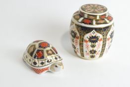 A Royal Crown Derby Imari pattern triform ginger jar and cover, pattern No 1128,