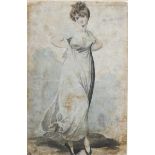 English School, early 19th Century, Study of a young lady dancing, watercolour,