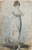 English School, early 19th Century, Study of a young lady dancing, watercolour,