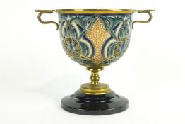 A Doulton Lambeth stoneware brass and metal mounted oil lamp case, circa 1885,