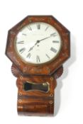 A brass inlaid mahogany fusee clock, with round white Roman dial marked Holmes Smithard, Derby,