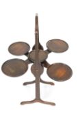 A mahogany 'monoplane' cake stand, early 20th century, applied with patent label No 222, 276,