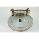 A French femence ( Maurice herbeau,lille) basin of fluted form, painted with blue,