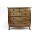 A 19th century mahogany bow-fronted chest of two short and three long graduated drawers