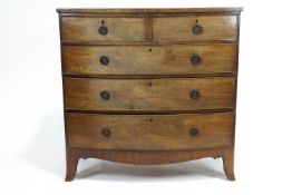 A 19th century mahogany bow-fronted chest of two short and three long graduated drawers