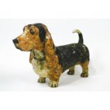 A earthenware sculpture model of a standing basset hound,by Kerry Jameson,2002,