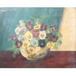 Arthur Clark, Pansies, oil on board, signed lower right, framed, 50cm x 40cm,