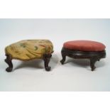 A small continental carved wood footstool with cabriole legs,