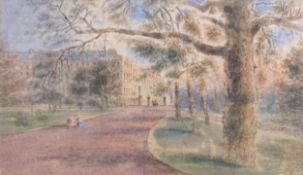 19th century, English School , Cambridge Park, watercolour, glazed and framed,