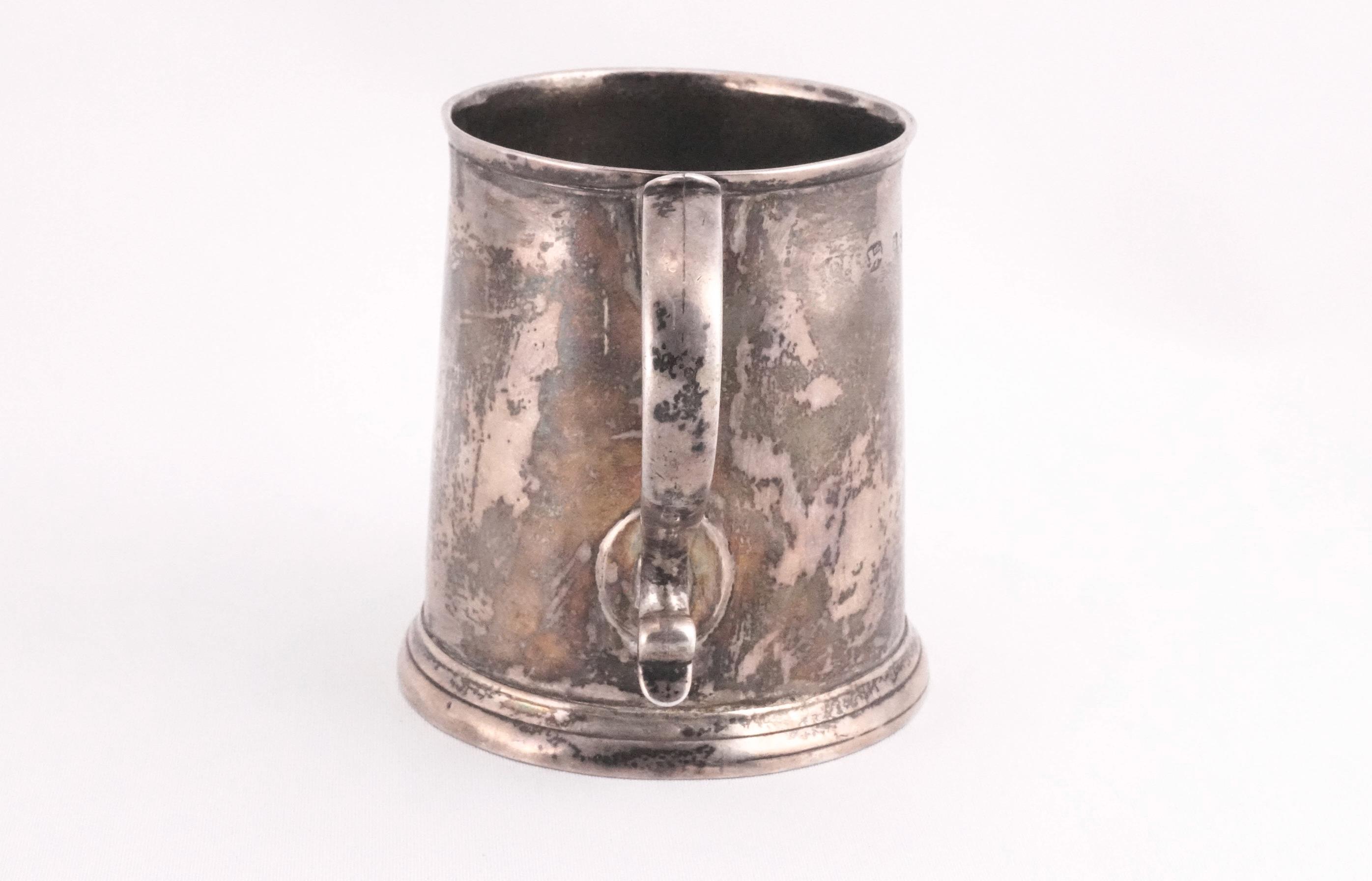 A small silver plain mug, of tapered round form, - Image 3 of 3