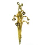 A large cast brass five branch 18th century French style wall bracket light with bow cresting,