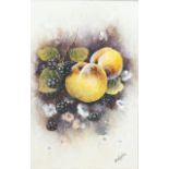 C.Hughes, still life with fruit, watercolour and bodycolour, signed lower right a pair