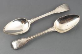 A pair of silver fiddle and thread tablespoons by Eley & Fearn,