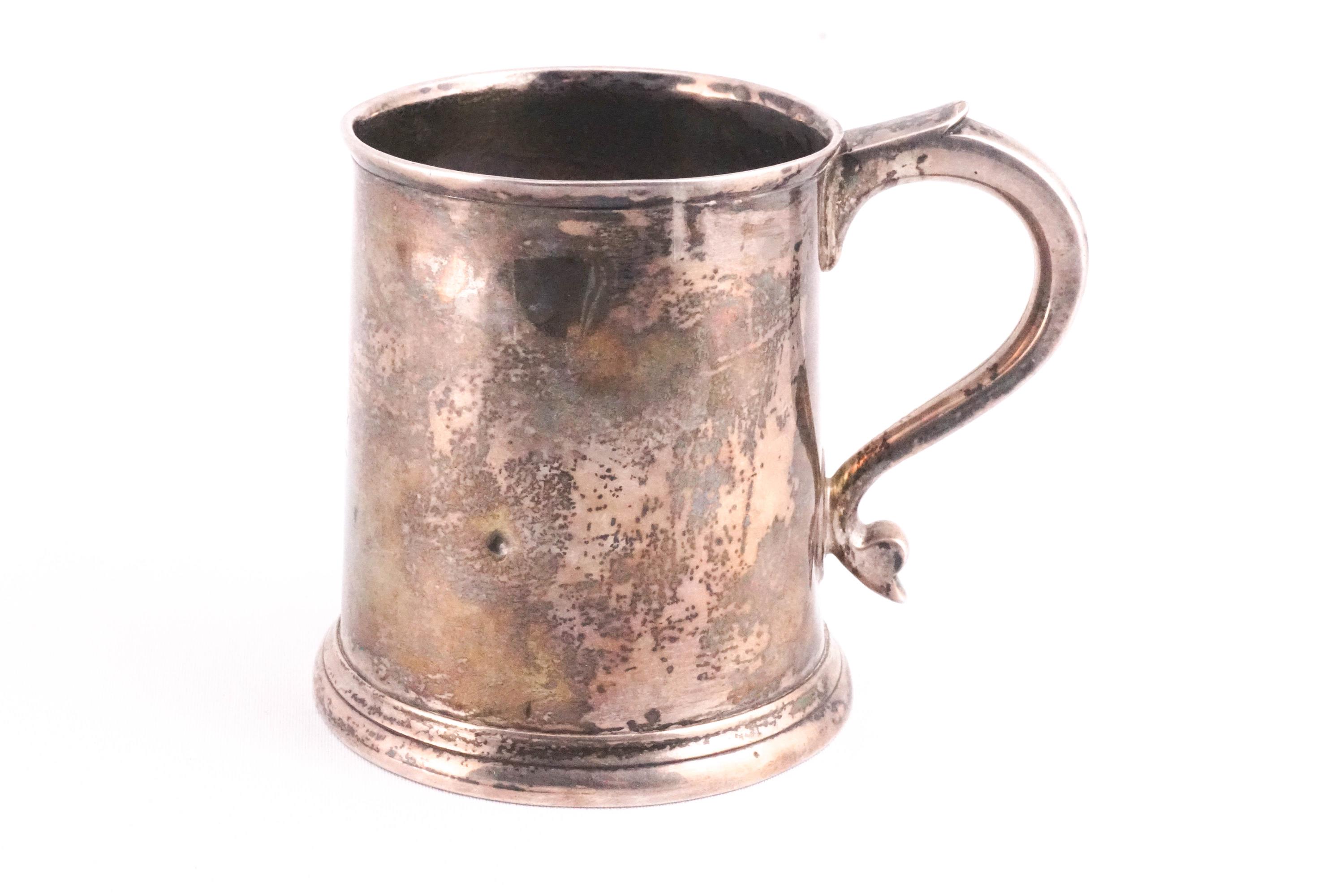 A small silver plain mug, of tapered round form, - Image 2 of 3