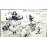 A Railwayana Cartoon, pen, ink and watercolour, signed lower right Clem,