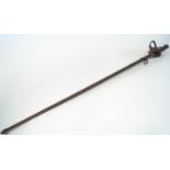 A french 19th century issue sword with shell capped tripartite hand guard with laurel leaf