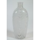A Nailsea speckled green slag glass rolling, 37cm with a Nailsea clear and opaque white glass flask,