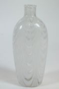 A Nailsea speckled green slag glass rolling, 37cm with a Nailsea clear and opaque white glass flask,