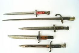 Five various bayonets in sizes,