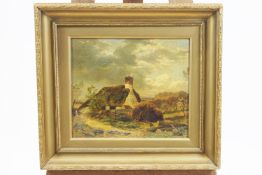 19th century school, Cottage in a landscape, oil on canvas,