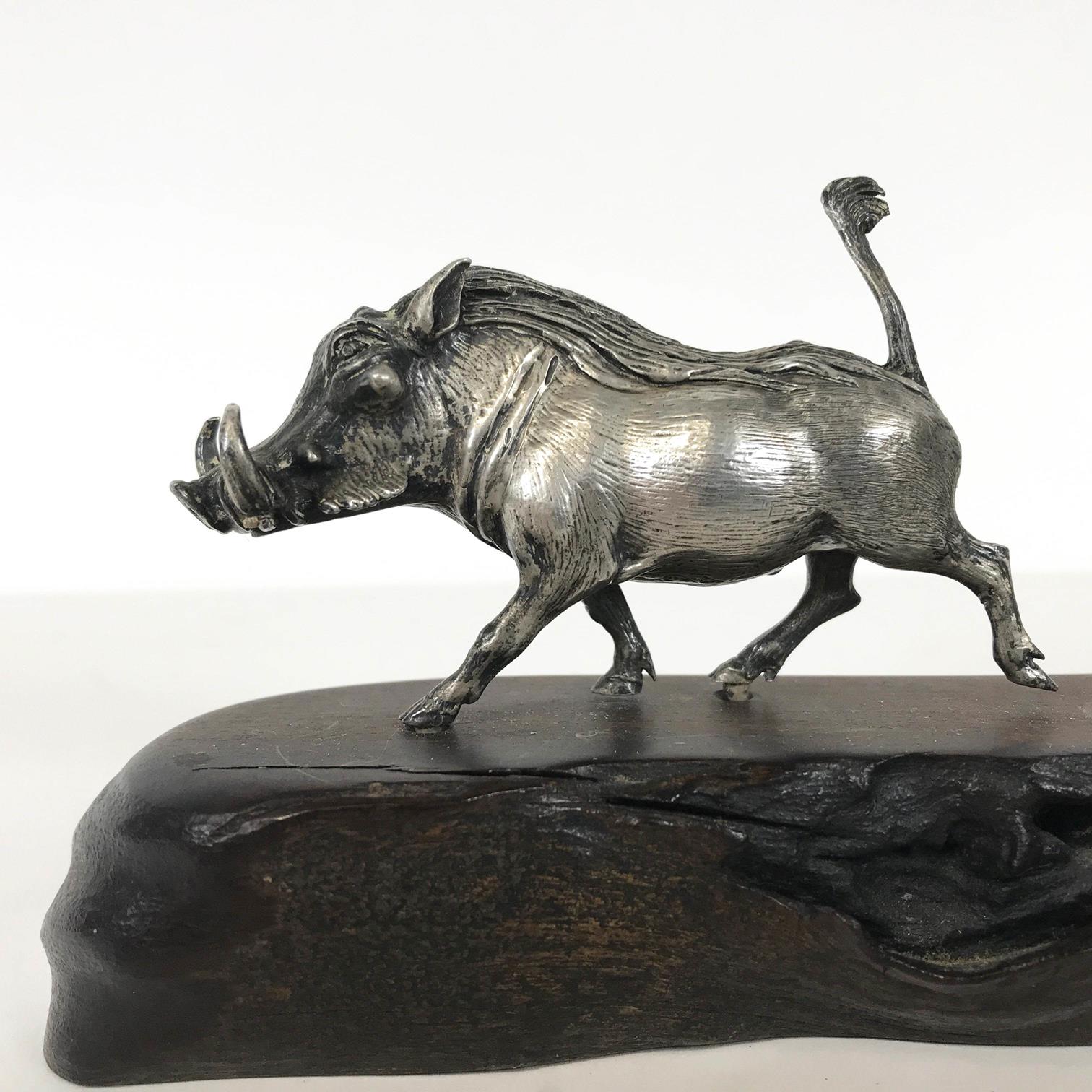 A Patrick Mavros (Zimbabwean) white metal wart hog sculpture, - Image 2 of 3