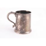 A small silver plain mug, of tapered round form,