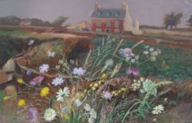 Susan French, Brittany landscape, oil on board, signed lower left and inscribed to reverse, framed,