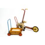 A Triang 'Baby Walker', mid 20th century, the push along trolley with modern wooden blocks,
