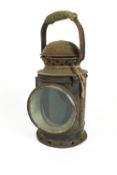 A painted metal railway man's Stop/Go light, with revolving mechanism,