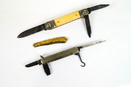 A collection of three penknives by C Barret of 144 Fleet Street,