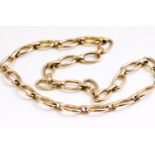 A yellow metal large link chain. Polished/engraved finish. Bolt ring clasp, 420mm.