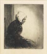 Percy Lancaster 1878-1950. The Lady with a fan,etching, signed in pencil