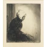 Percy Lancaster 1878-1950. The Lady with a fan,etching, signed in pencil