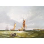 David Beaty,Shipping in full sail,oil on board,signed lower right,30.5cm x 40.5cm