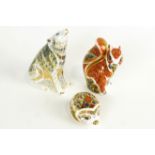 Three Royal Crown Derby animal paperweights including a 'Woodland squirrel', 2006