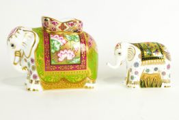 A Royal Crown Derby 'Mother' and 'Infant Indian Elephant' paperweight, 2006 and 2007,
