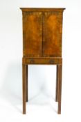 A George III mahogany and walnut Collector's cabinet on stand,