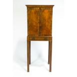 A George III mahogany and walnut Collector's cabinet on stand,