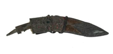 A Persian white metal and jewel mounted scabbard and dagger,