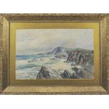 Ernest Pile Bucknell, watercolour, stormy coastline scene,