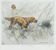 George Vernon Stokes, Pointers, etching, signed in pencil and numbered 11/75 plate 28.5cm x 23.5cm