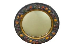 A polychrome painted carved wood 'tondo' style frame,